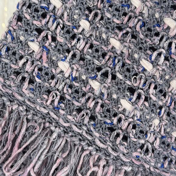 ST. JOHN Fall 2017 Ready-to-Wear Jacket Wool Blend Gray Fringed Open Size 10 - Picture 4 of 12